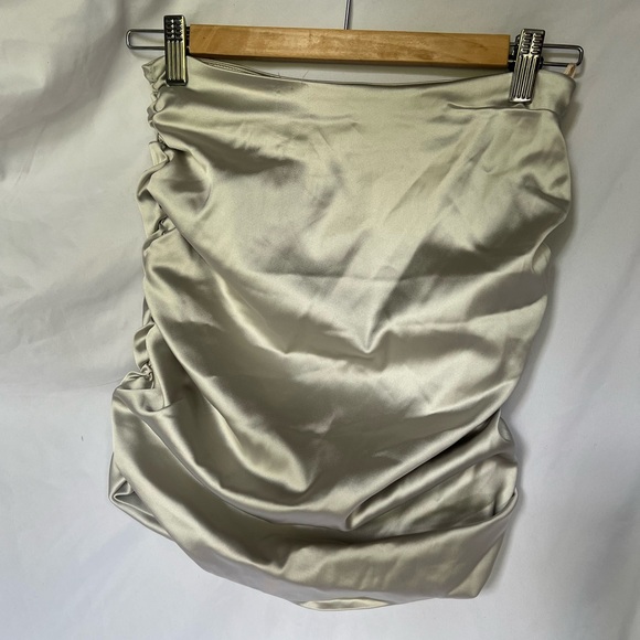 Aritzia Ruched Silver Mini Skirt - Picture 2 of 2